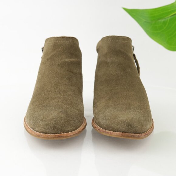 Steve Madden Womens Tobii Boot Size 6.5 Olive Suede Block Heel Bootie Comfy - Picture 13 of 13